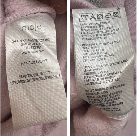 Maje St. Germain Des Pres Paris Sweatshirt Pink Size S - Picture 9 of 10